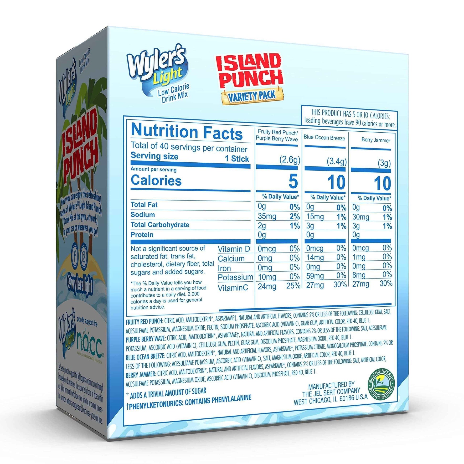 Wyler's Light Island Punch Singles to Go – Desk-Friendly Sugar-Free Water Flavoring for Office and Remote Work Hydration, 40 Packets