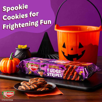Keebler Spookie Fudge Stripes Cookies – Halloween Lunch Box Treat for Kids' Lunches and School Snacks, 9.5 oz Pack