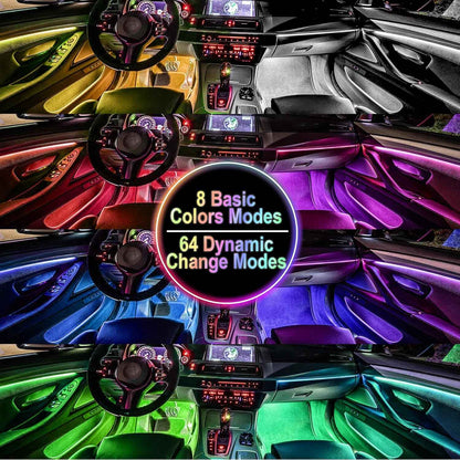 LED Car Interior Lights, Valentine's Day Gift for Car Lovers, 16 Million Color Music Sync Strip Lights with USB & Cigarette Lighter Adapter