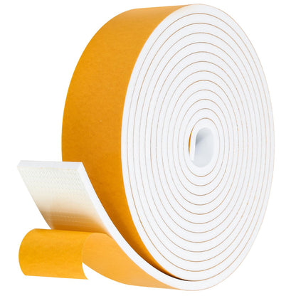 Fowong Weather Stripping Seal – Sleek White and Black Foam Tape for Door Frames and Window Sills, 16ft Home Upgrade