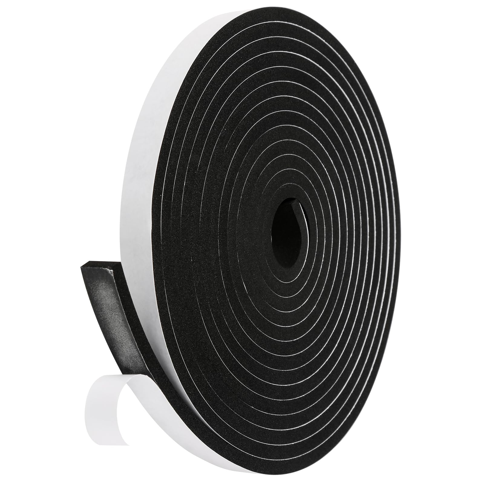 Fowong Weather Stripping Seal – Sleek White and Black Foam Tape for Door Frames and Window Sills, 16ft Home Upgrade