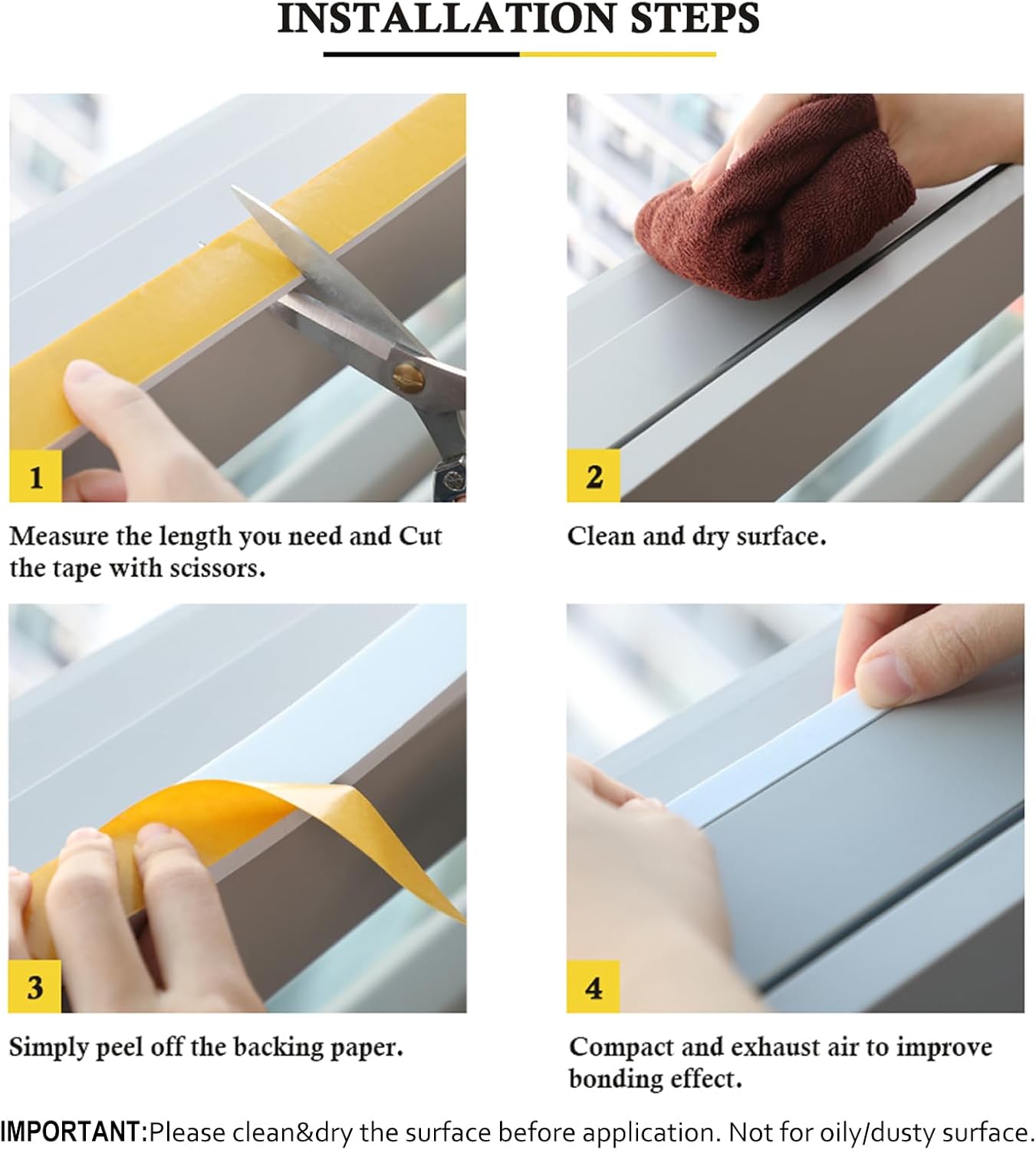 Fowong Weather Stripping Seal – Sleek White and Black Foam Tape for Door Frames and Window Sills, 16ft Home Upgrade