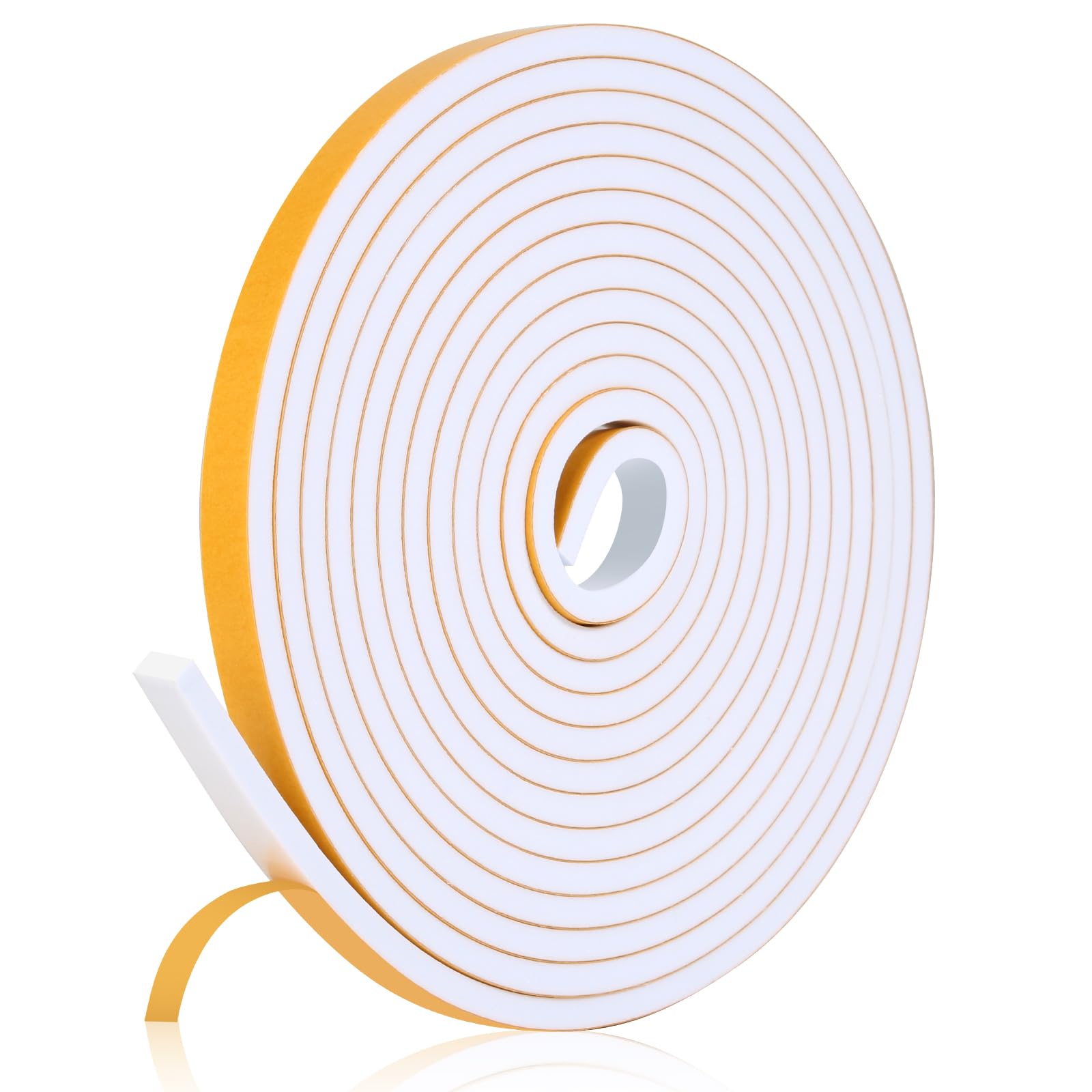 Fowong Weather Stripping Seal – Sleek White and Black Foam Tape for Door Frames and Window Sills, 16ft Home Upgrade