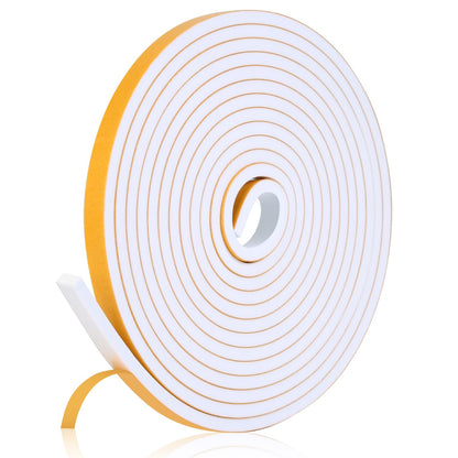 Fowong Weather Stripping Seal – Sleek White and Black Foam Tape for Door Frames and Window Sills, 16ft Home Upgrade