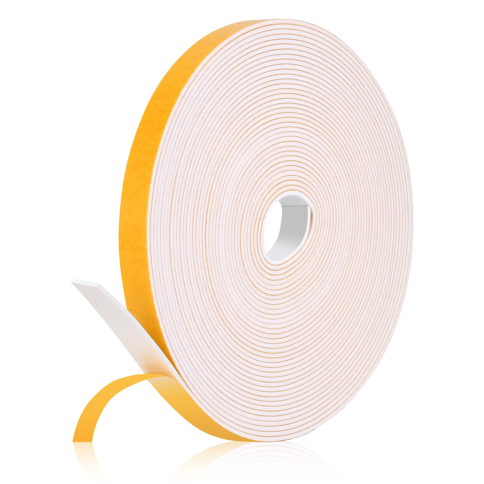 Fowong Weather Stripping Seal – Sleek White and Black Foam Tape for Door Frames and Window Sills, 16ft Home Upgrade