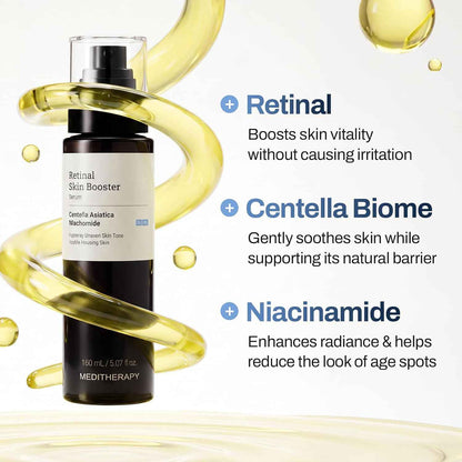 MEDITHERAPY Retinal Skin Booster Serum 5.07 fl oz | Wind-Down Evening Serum for Face, Neck and Legs, Fragrance-Free K-Beauty Retinal Booster