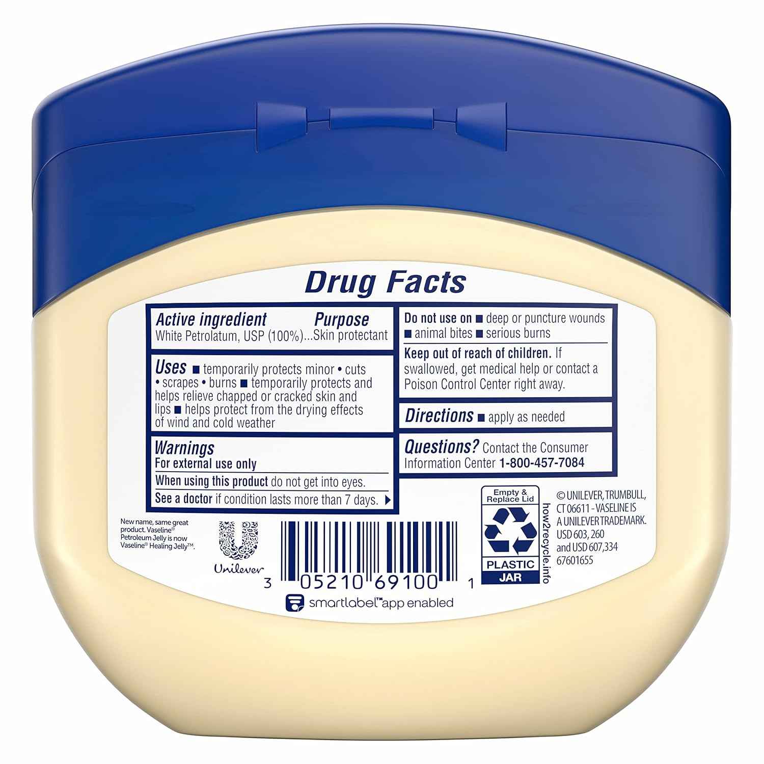 Vaseline Original Petroleum Jelly – Hypoallergenic Fragrance-Free Barrier for Sensitive and Allergy-Prone Skin