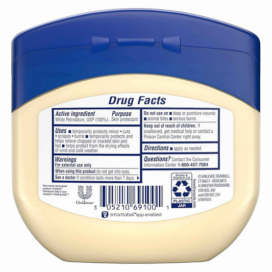 Vaseline Original Petroleum Jelly – Hypoallergenic Fragrance-Free Barrier for Sensitive and Allergy-Prone Skin