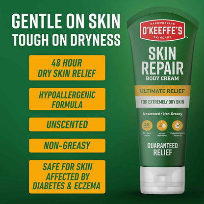 O'Keeffe's Skin Repair Body Cream – Nightly Hydration Ritual for Severe Dry Skin, 7oz Scent-Free Tube