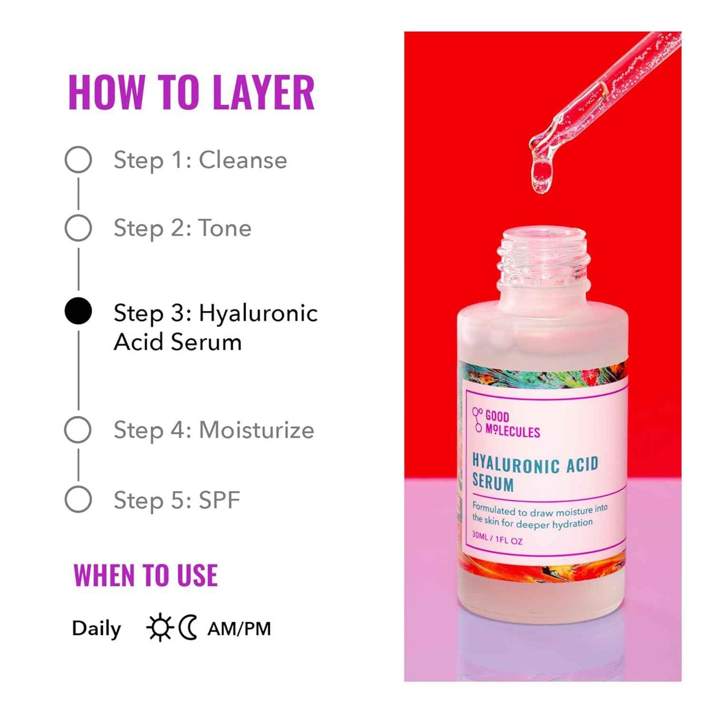 Good Molecules Hyaluronic Acid Serum – Mindful Evening Self-Care Step for the Bathroom, Calming Fragrance-Free Layer