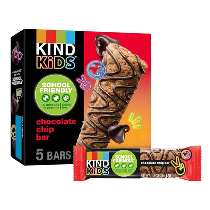 KIND Kids Chocolate Chip Snack Bar – Nut-Free Lunch Box Treat for School-Aged Children, 1.2oz Individually Wrapped