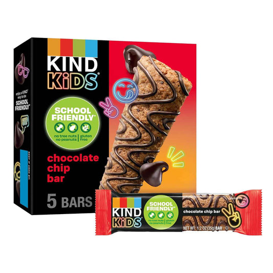 KIND Kids Chocolate Chip Snack Bar – Nut-Free Lunch Box Treat for School-Aged Children, 1.2oz Individually Wrapped