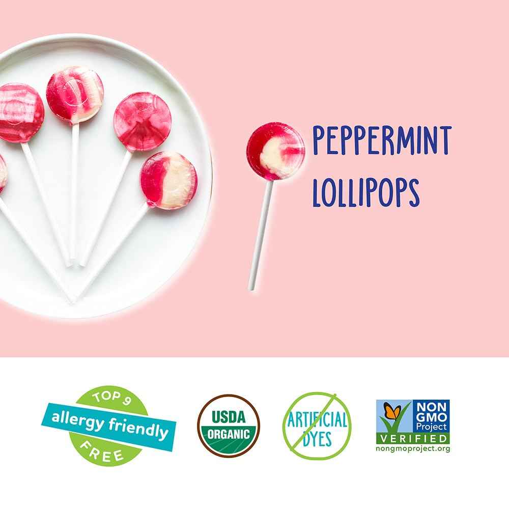 YumEarth Organic Candy Cane Lollipops - Clean Label Holiday Treat for Wellness Lifestyle, Non GMO Peppermint Candy, 30 Count