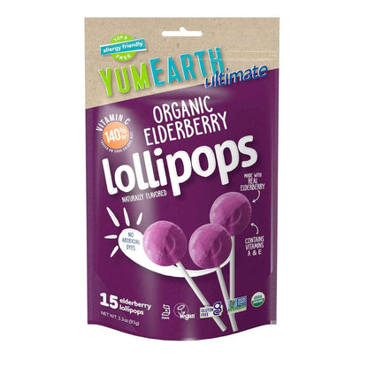 YumEarth Organic Elderberry Pops – Mess-Free Freezer Snack for Picnics, Camping, and Summer Outings, 15 Count