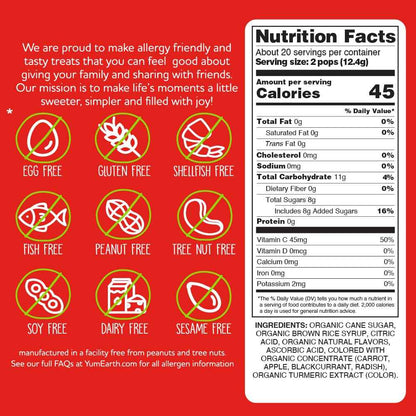 YumEarth Organic Lollipops - Nut Free Lunchbox Surprise Snack for Children, Assorted Fruit Flavors