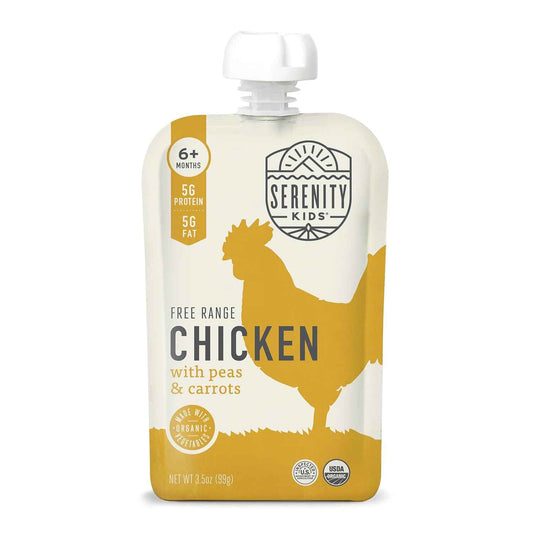 Serenity Kids Chicken & Veggie Baby Food Pouch for Daycare and Stroller Snacks
