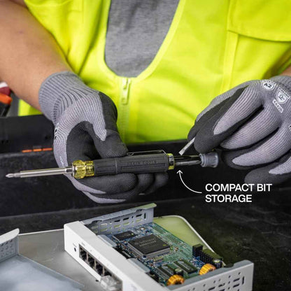 Klein Tools 32600P Mini Precision Screwdriver for IT Repair Technicians, 13-in-1 Magnetic Driver for Datacenter and Bench Work