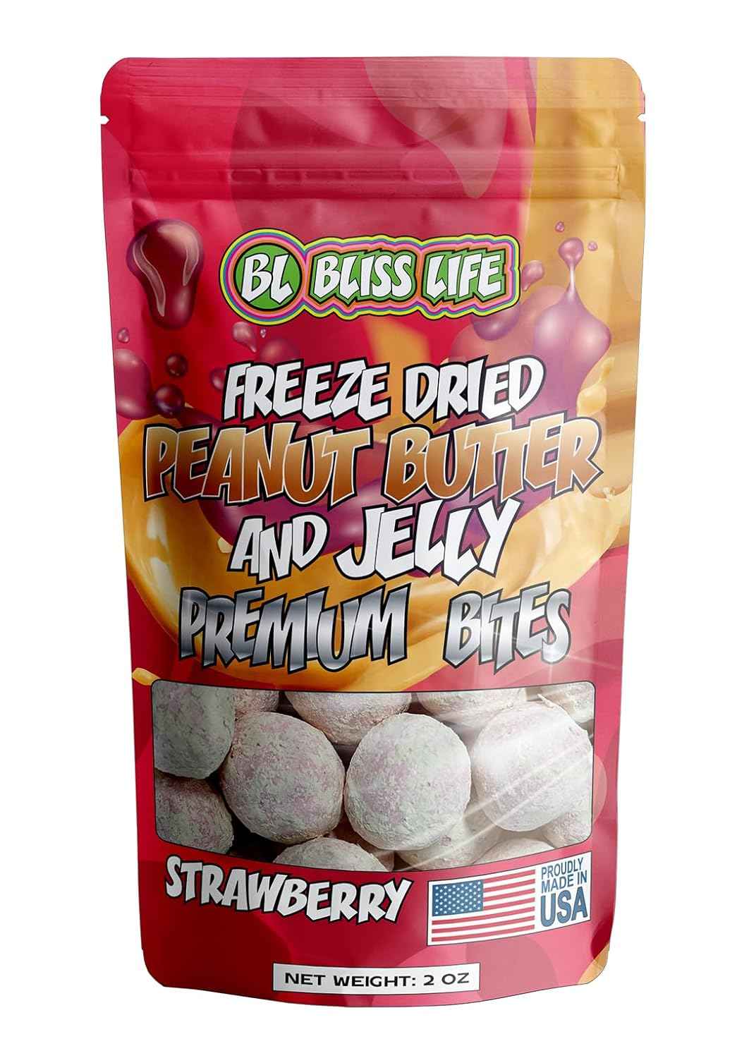 Freeze Dried PB&J Grape Candy – No Melt Travel Candy for Road Trips and Car Snacking 2oz