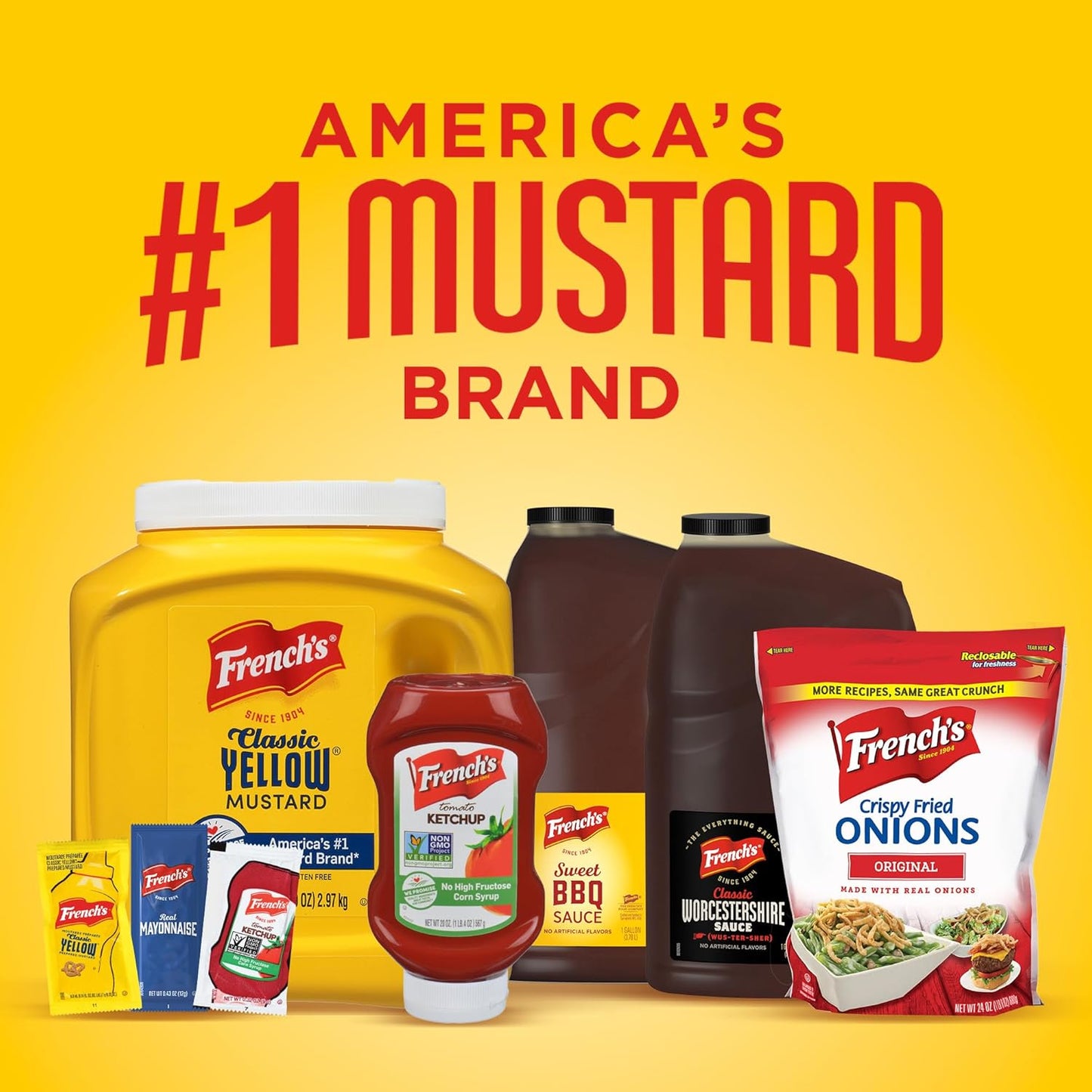 French's Classic Yellow Mustard, 105 oz – Cookout and Tailgate Mustard for Grilling Stations and Patio Condiment Caddies