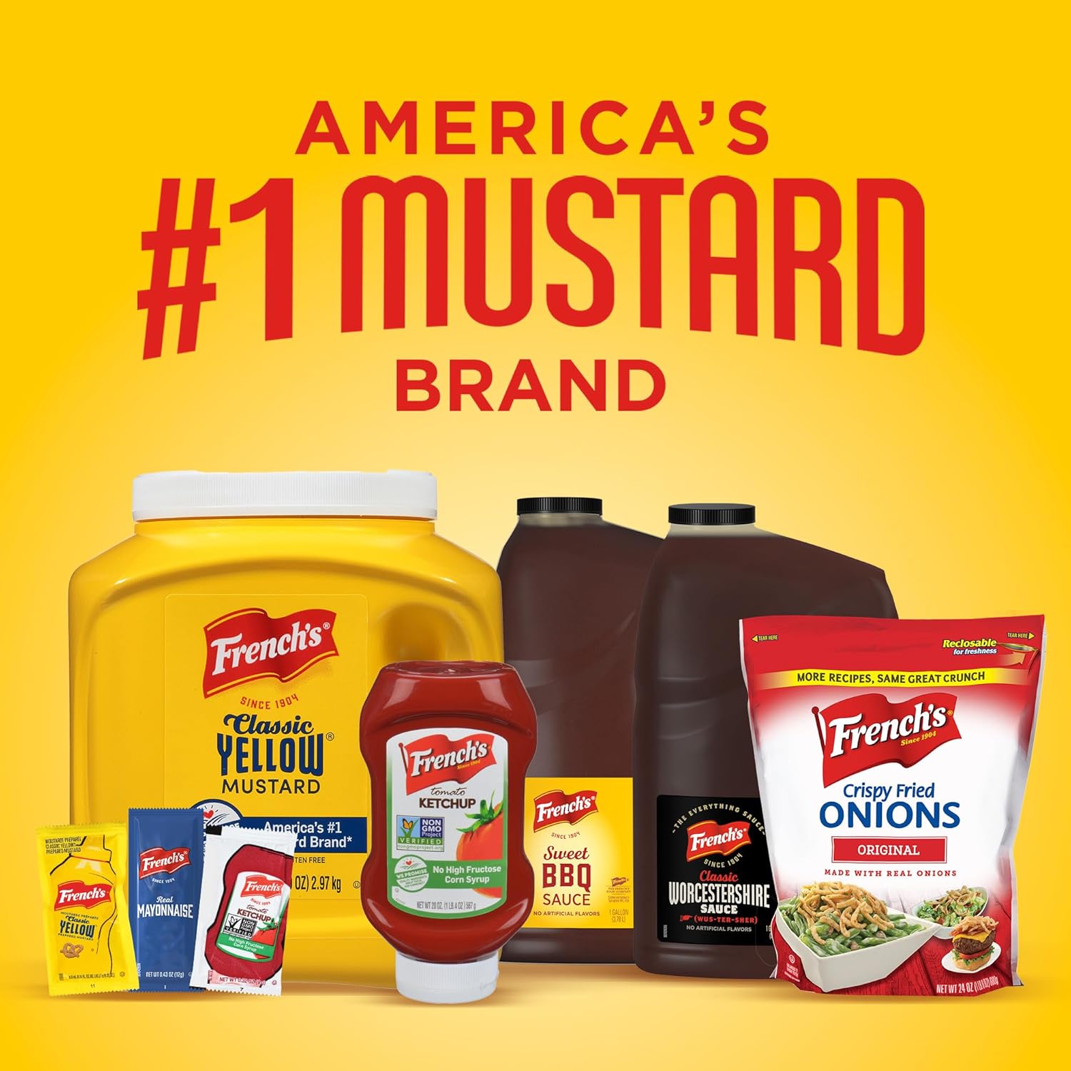 French's Classic Yellow Mustard, 105 oz – Cookout and Tailgate Mustard for Grilling Stations and Patio Condiment Caddies