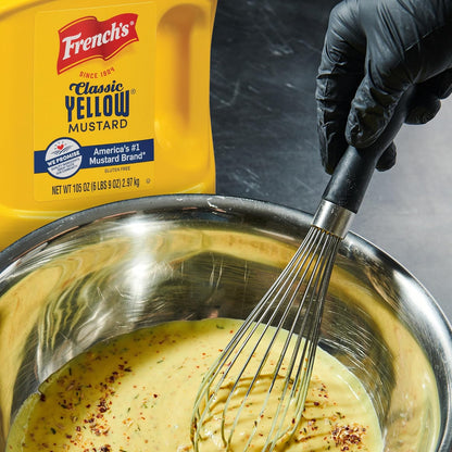 French's Classic Yellow Mustard, 105 oz – Cookout and Tailgate Mustard for Grilling Stations and Patio Condiment Caddies