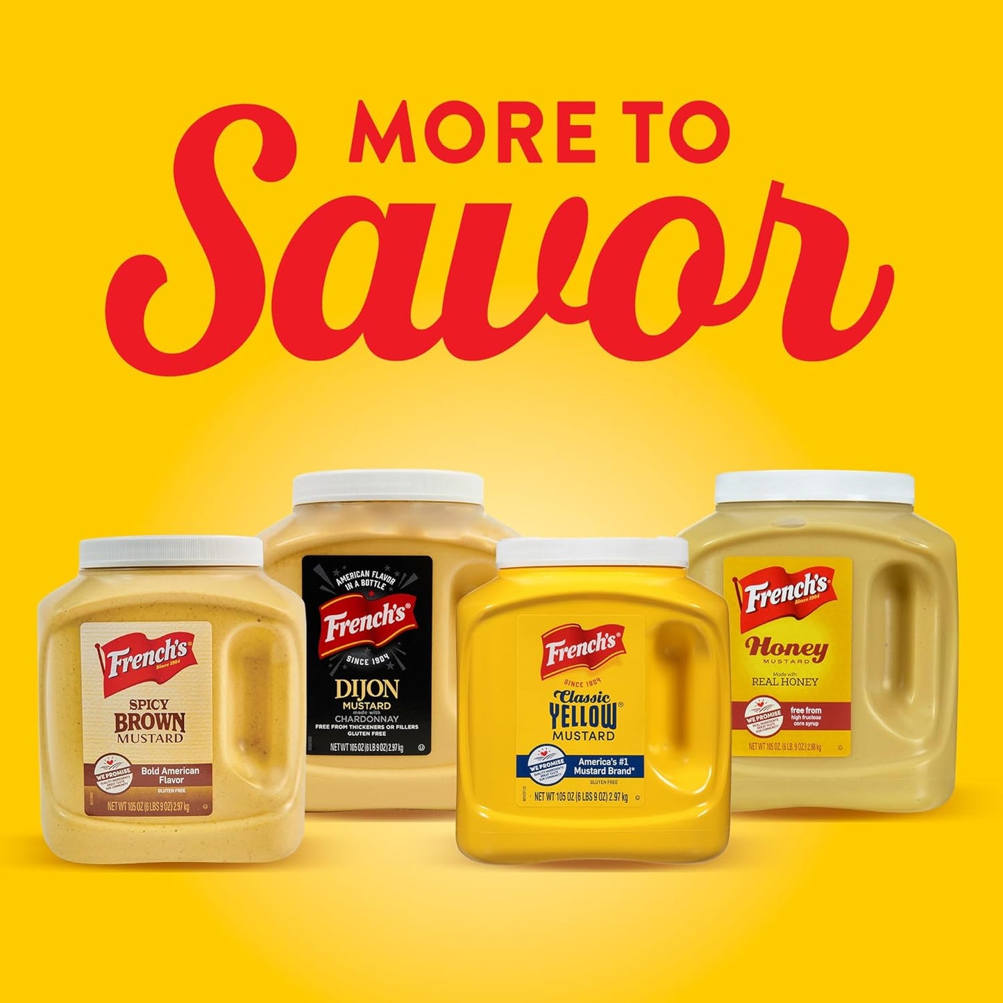 French's Classic Yellow Mustard, 105 oz – Cookout and Tailgate Mustard for Grilling Stations and Patio Condiment Caddies