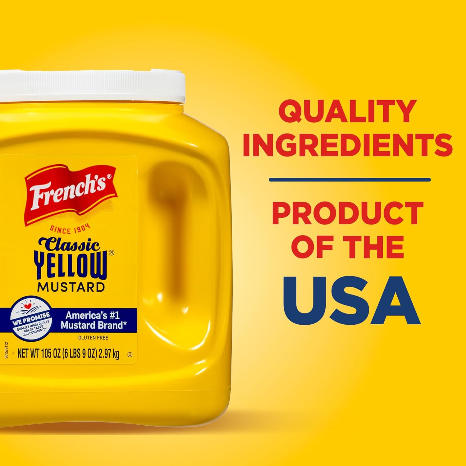 French's Classic Yellow Mustard, 105 oz – Cookout and Tailgate Mustard for Grilling Stations and Patio Condiment Caddies