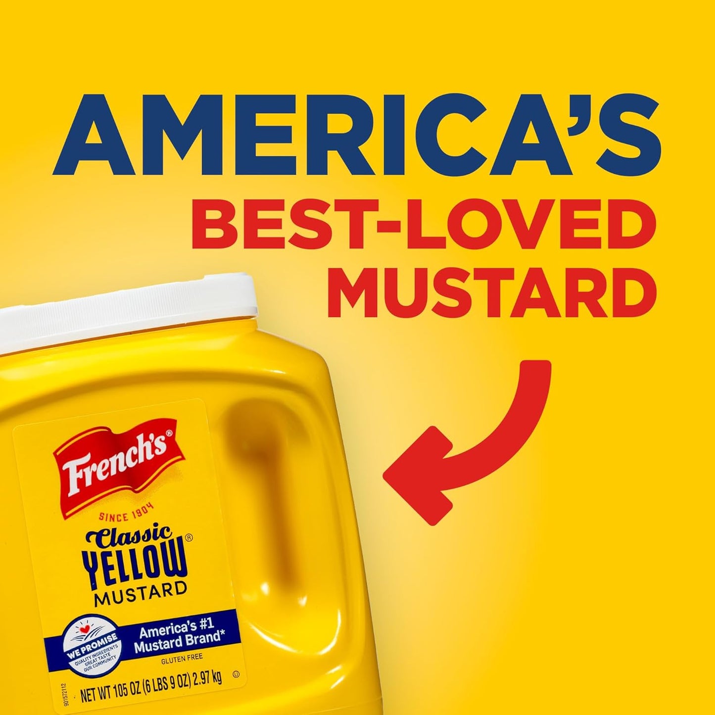 French's Classic Yellow Mustard, 105 oz – Cookout and Tailgate Mustard for Grilling Stations and Patio Condiment Caddies