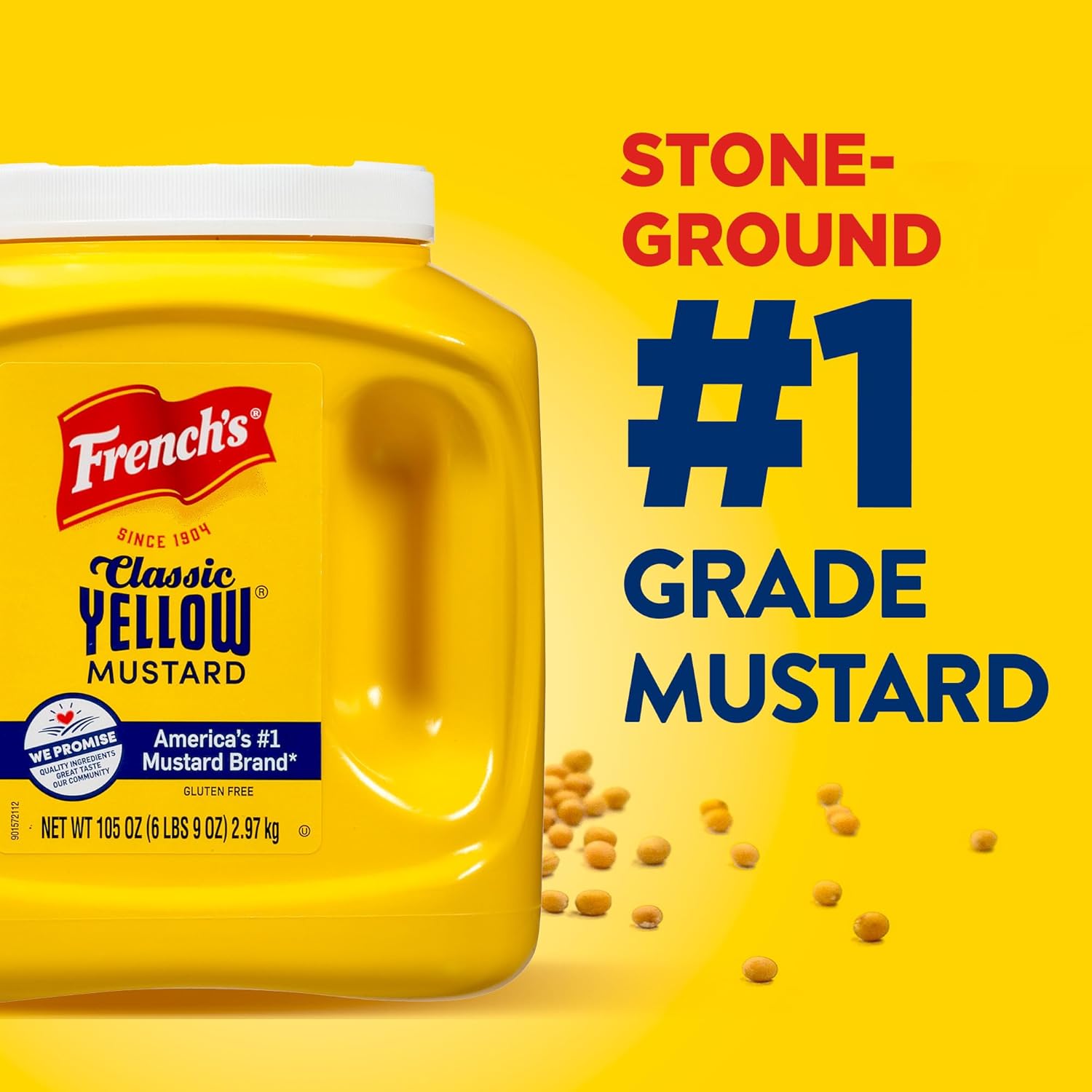 French's Classic Yellow Mustard, 105 oz – Cookout and Tailgate Mustard for Grilling Stations and Patio Condiment Caddies
