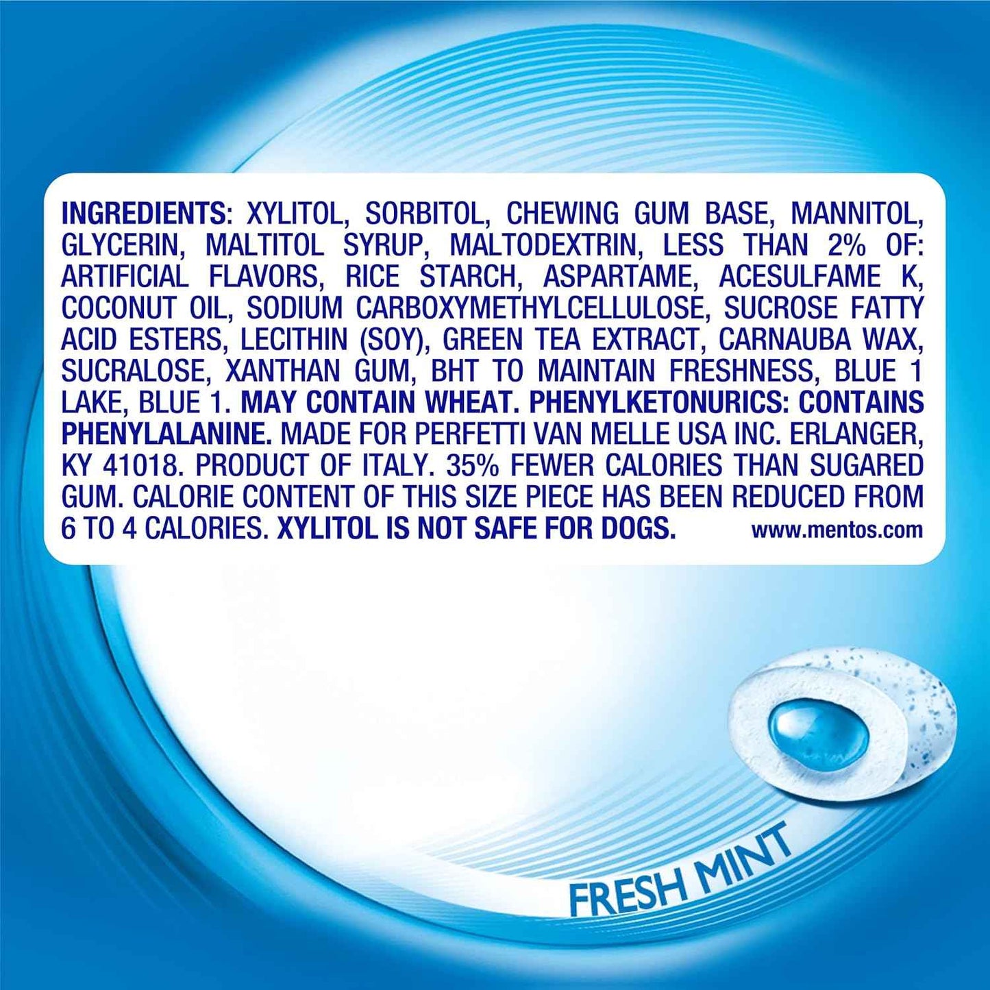 Mentos Pure Fresh Sugar-Free Chewing Gum with Xylitol, Fresh Mint, 120 Piece Bulk Resealable Bag for Desk-Side Focus and Freshness