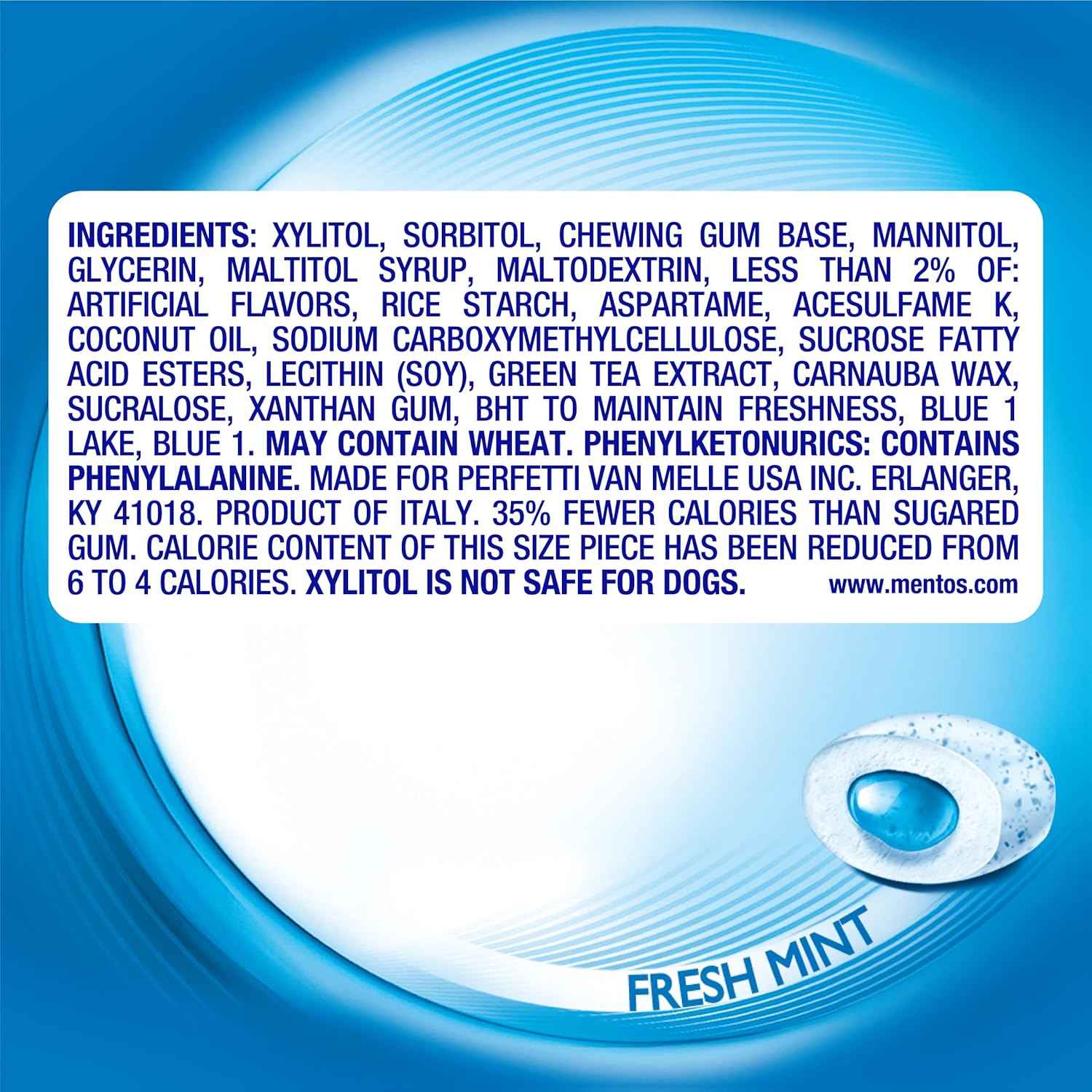 Mentos Pure Fresh Sugar-Free Chewing Gum with Xylitol, Fresh Mint, 120 Piece Bulk Resealable Bag for Desk-Side Focus and Freshness