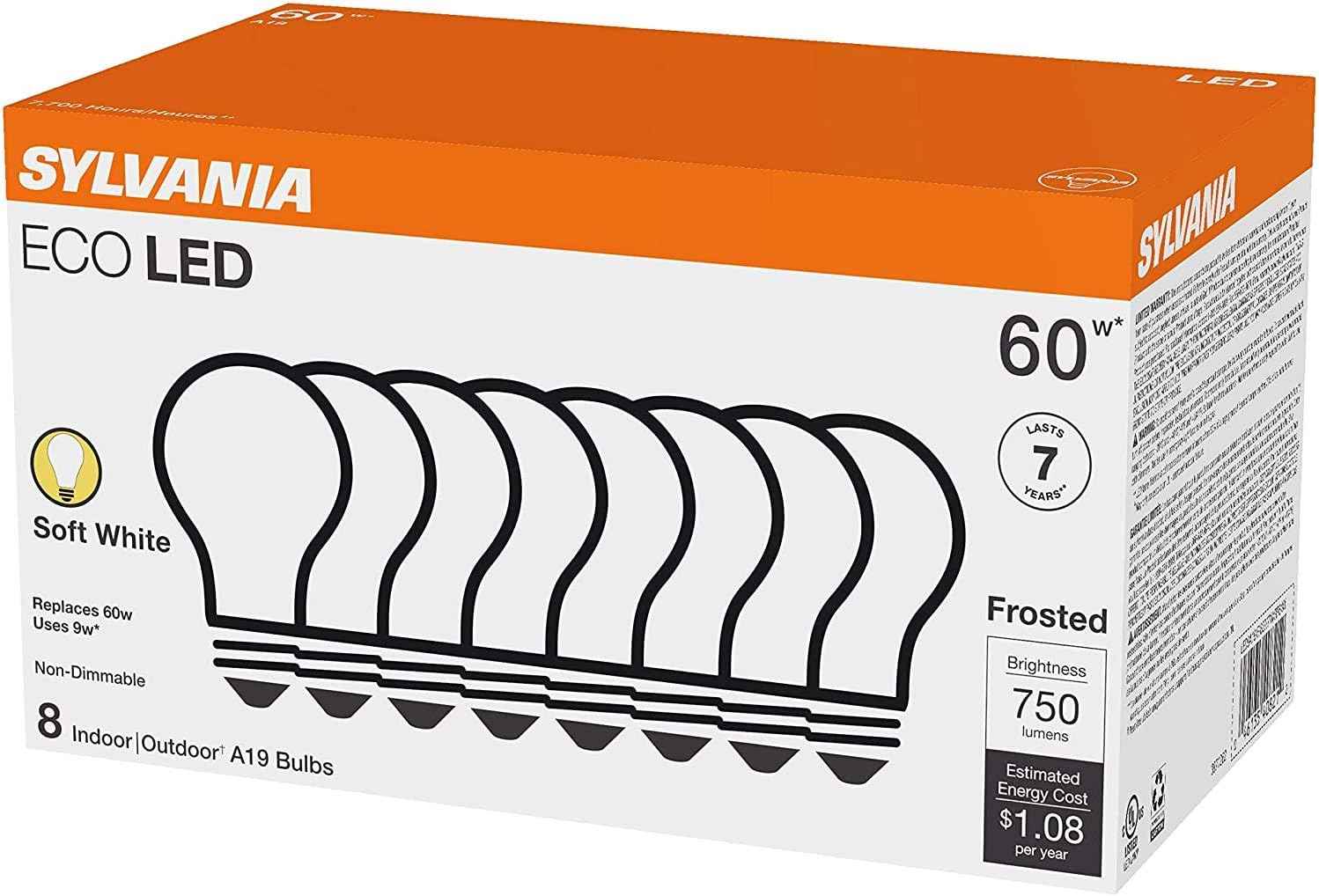 SYLVANIA ECO LED A19 60W Equivalent – Clean Frosted Soft White Bulb for Minimalist Living Rooms and Simple Home Design