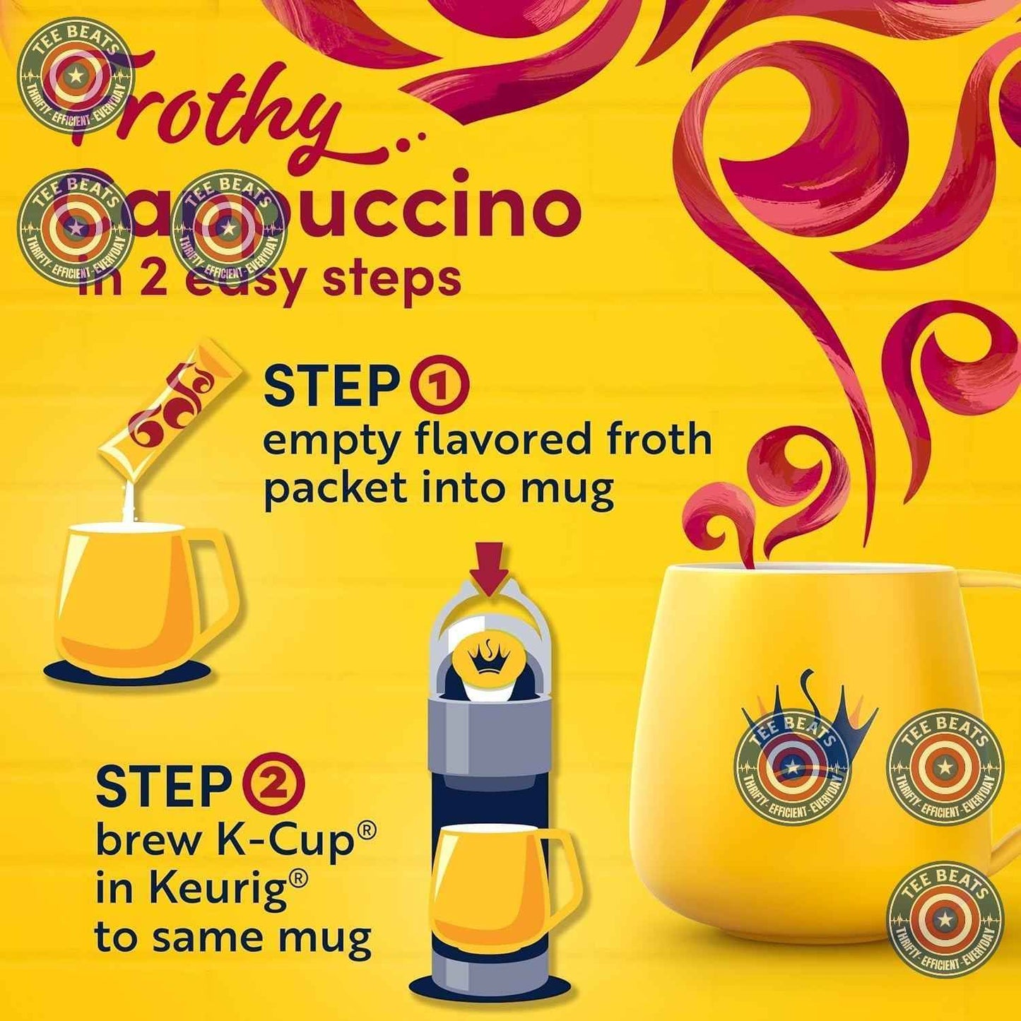 Gevalia 6-Count Cappuccino K-Cup & Froth Packet Set – Quick Desk-Friendly Coffee for Busy Workdays