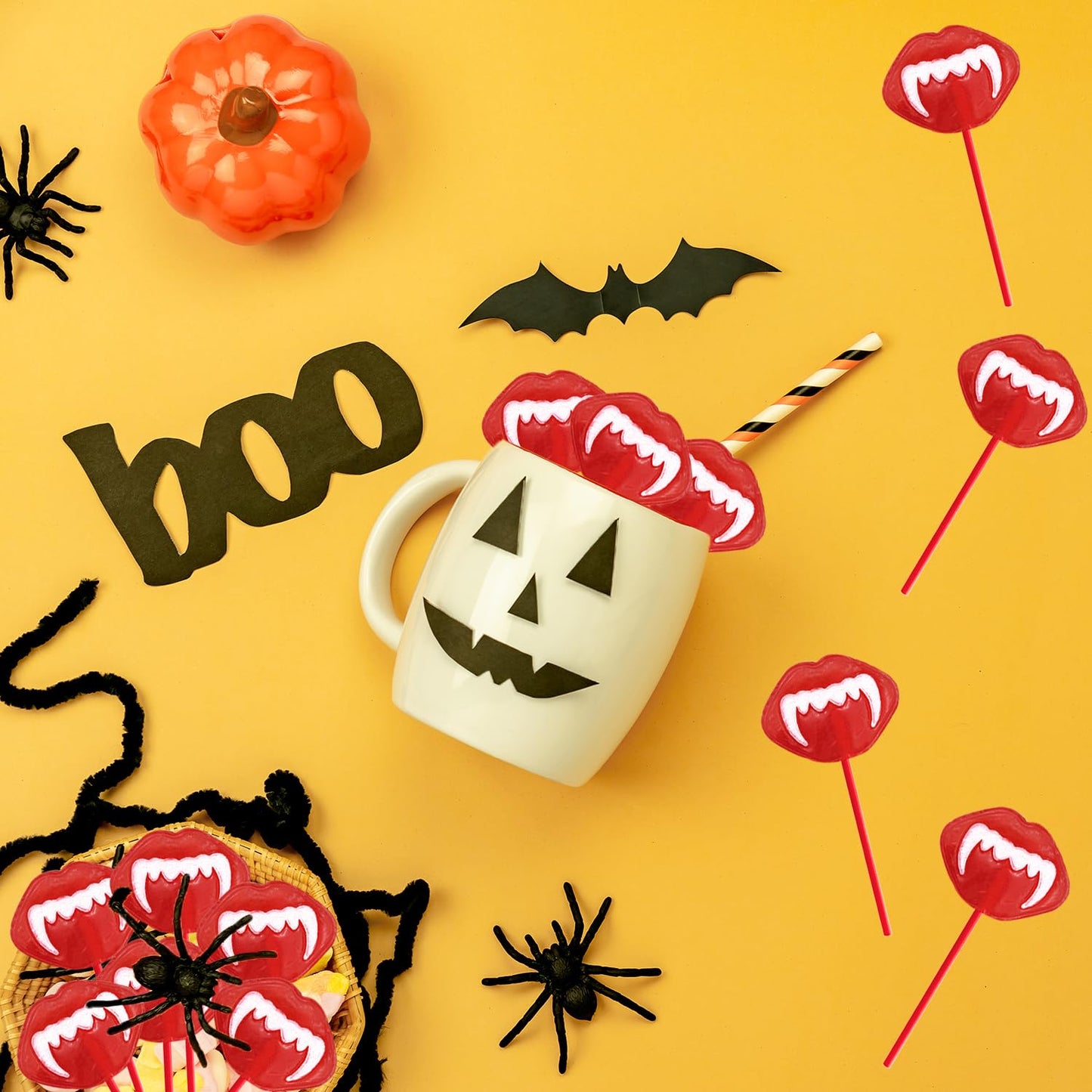 Fruidles Vampires Fangs Lollipop Suckers – Durable Individually Wrapped Candy for Outdoor Halloween Block Parties