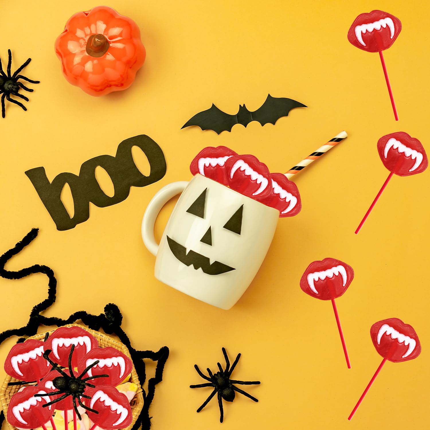 Fruidles Vampires Fangs Lollipop Suckers – Durable Individually Wrapped Candy for Outdoor Halloween Block Parties
