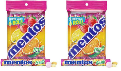 Mentos Chewy Mint Candy Roll – Nostalgic Birthday Gift for Mom, Fruit and Mint Flavor Party Favor Pack of 6