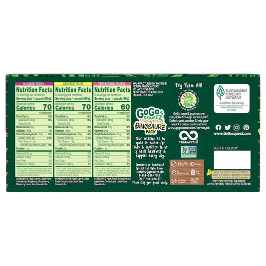 GoGo squeeZ Fruit & veggieZ Pouches – Nutrient Dense Snack for Recovery and Wellness Routines, Unsweetened Variety Pack