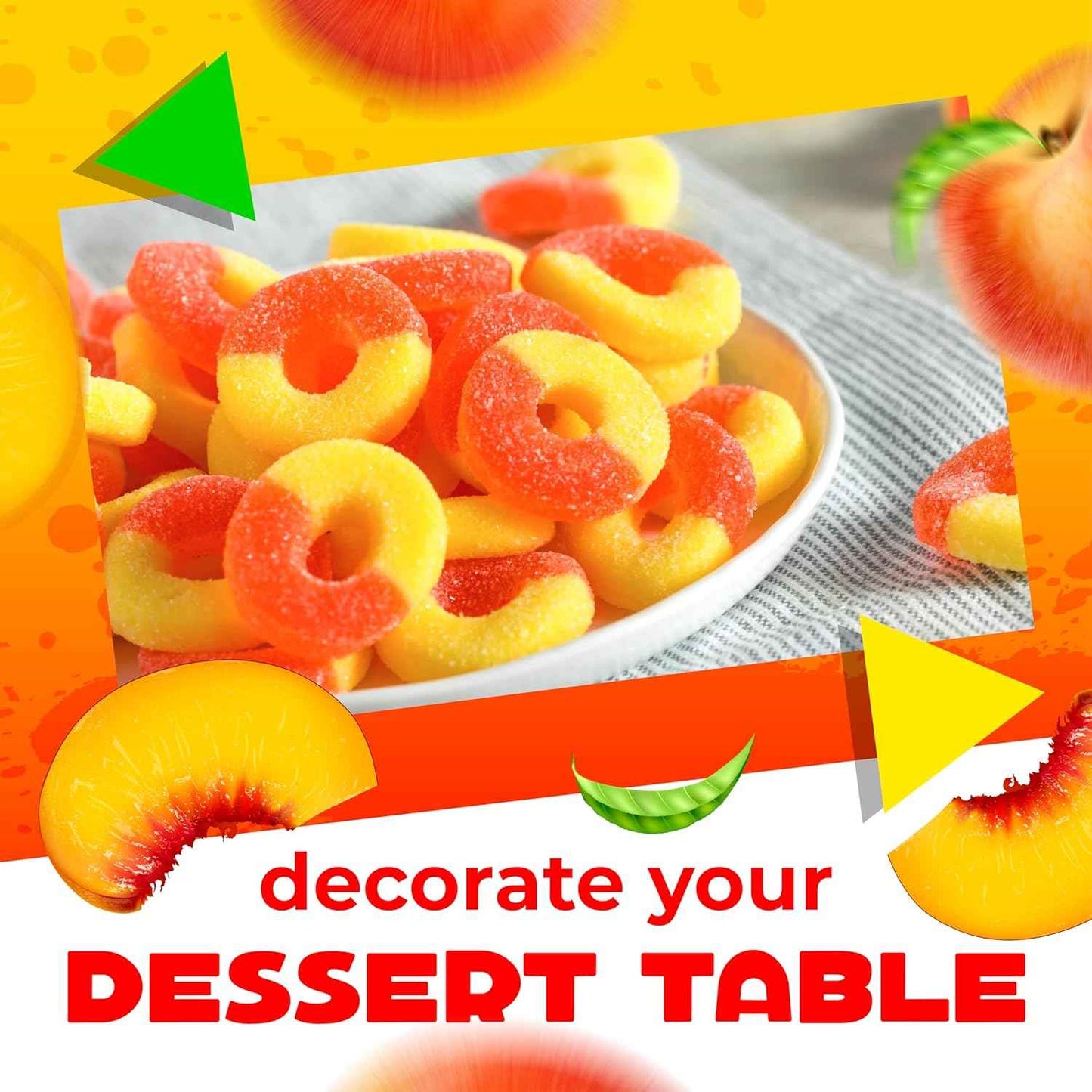 Peachful Peach Rings Gummy Candy | 1lb Bulk Bag | Sweet Easter Gift for Grandchildren and Grandkids