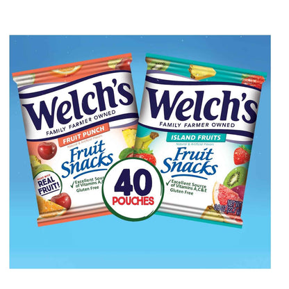 Welch's Fruit Snacks Mixed Berry Sports Sideline Pack – 40 Count 0.8 oz Single-Serve Bags for Gym Bags, Car Cup Holders, and Field Snacks