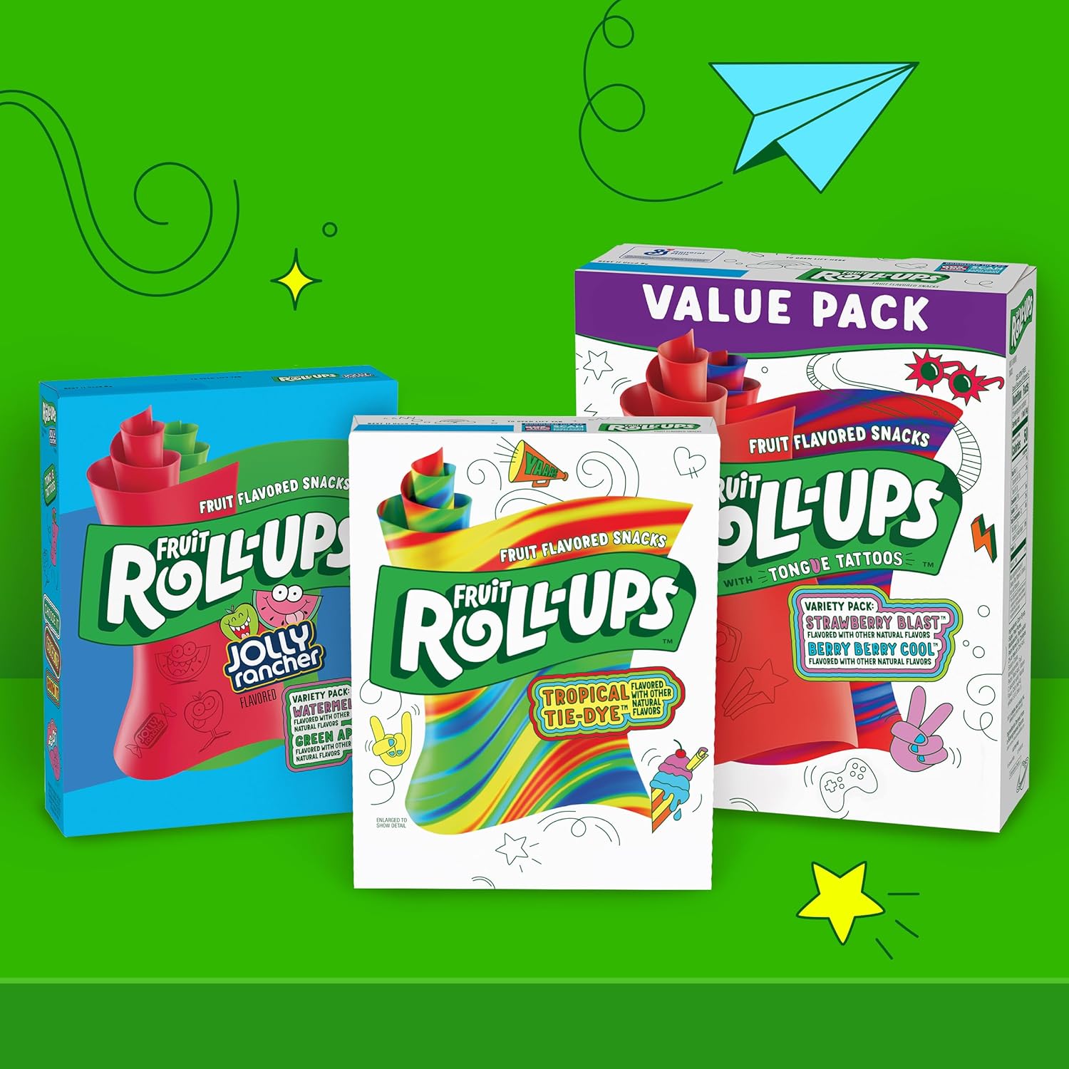 Fruit Roll-Ups Tropical Tie-Dye Variety – Worry-Free Gluten-Free Snack for Allergy-Conscious Families