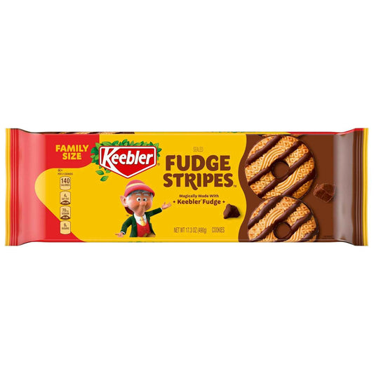 Keebler Fudge Stripes Original Cookies Family Size, 17.3 Oz. – Lunchbox Treat for School-Age Kids