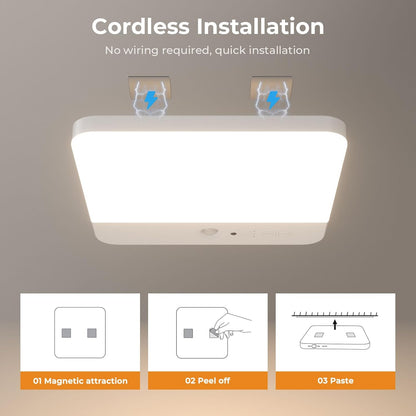 FULEN Cordless Rechargeable Light – Tool-Free Magnetic Mount with Clean White Finish for Clutter Free Ceilings