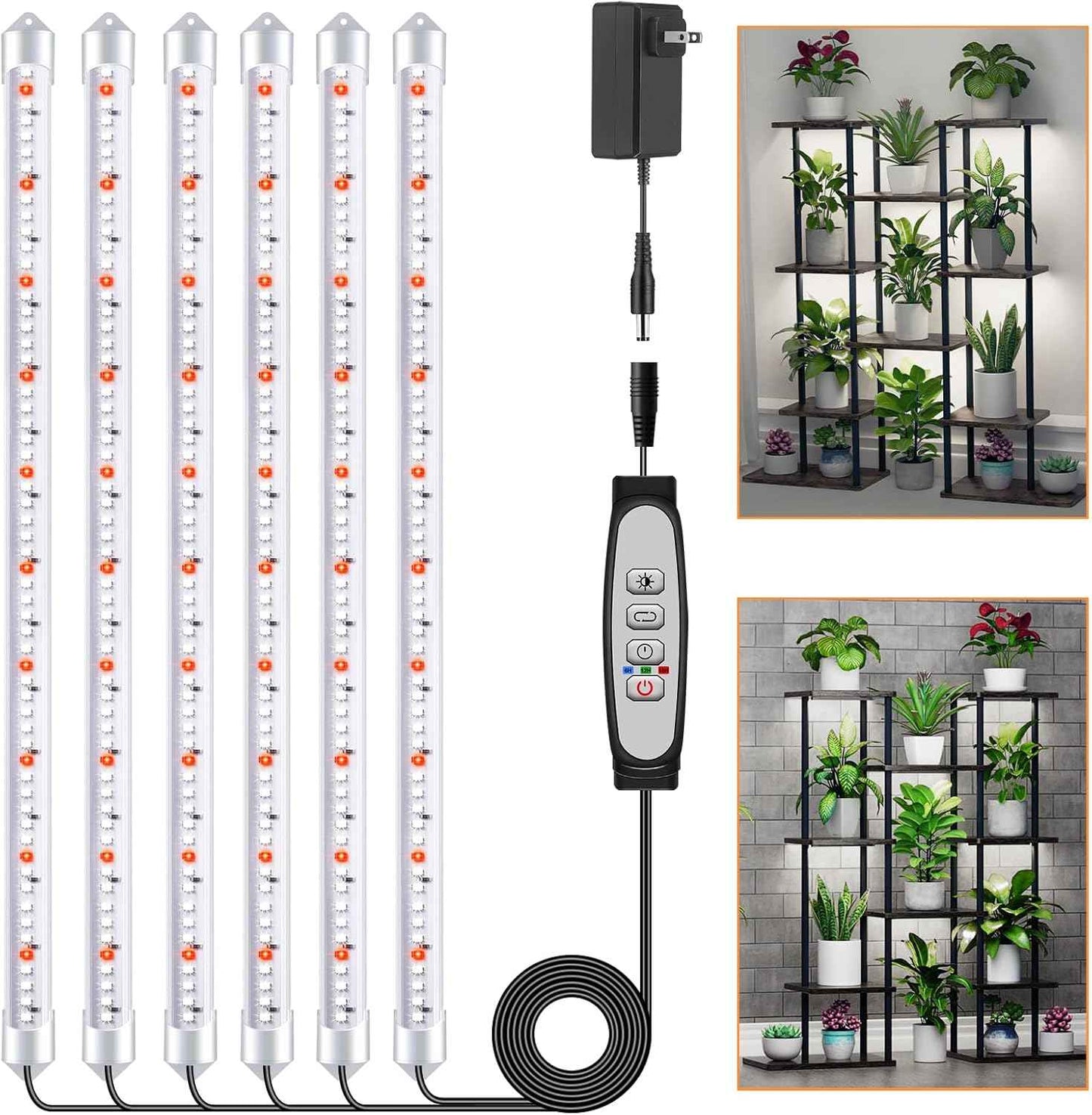 Roleadro 2-Bar Grow Light Strip – Under-Cabinet Kitchen Shelf with Clean White Finish and Single-Cord Setup