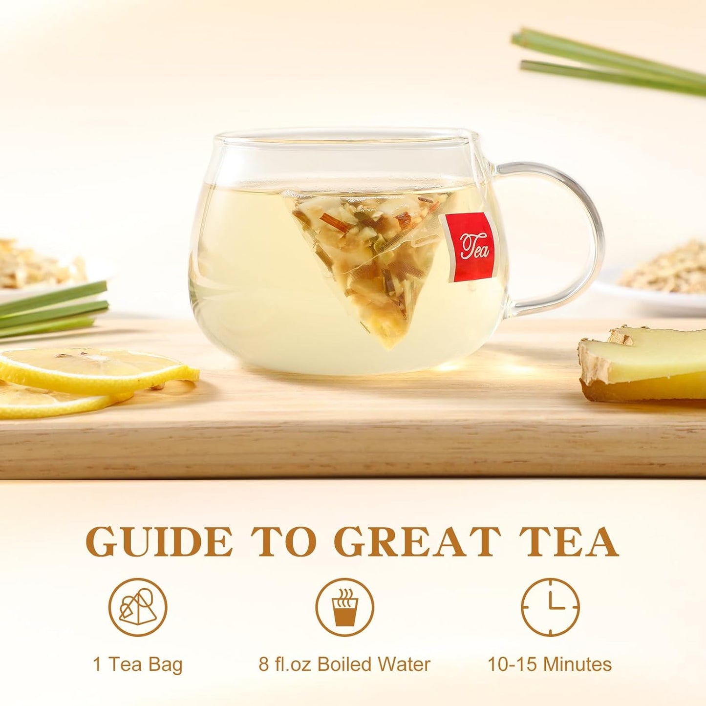 FullChea Lemon Ginger Herbal Tea – Elegant Housewarming Present for the Tea Lover in Your Life