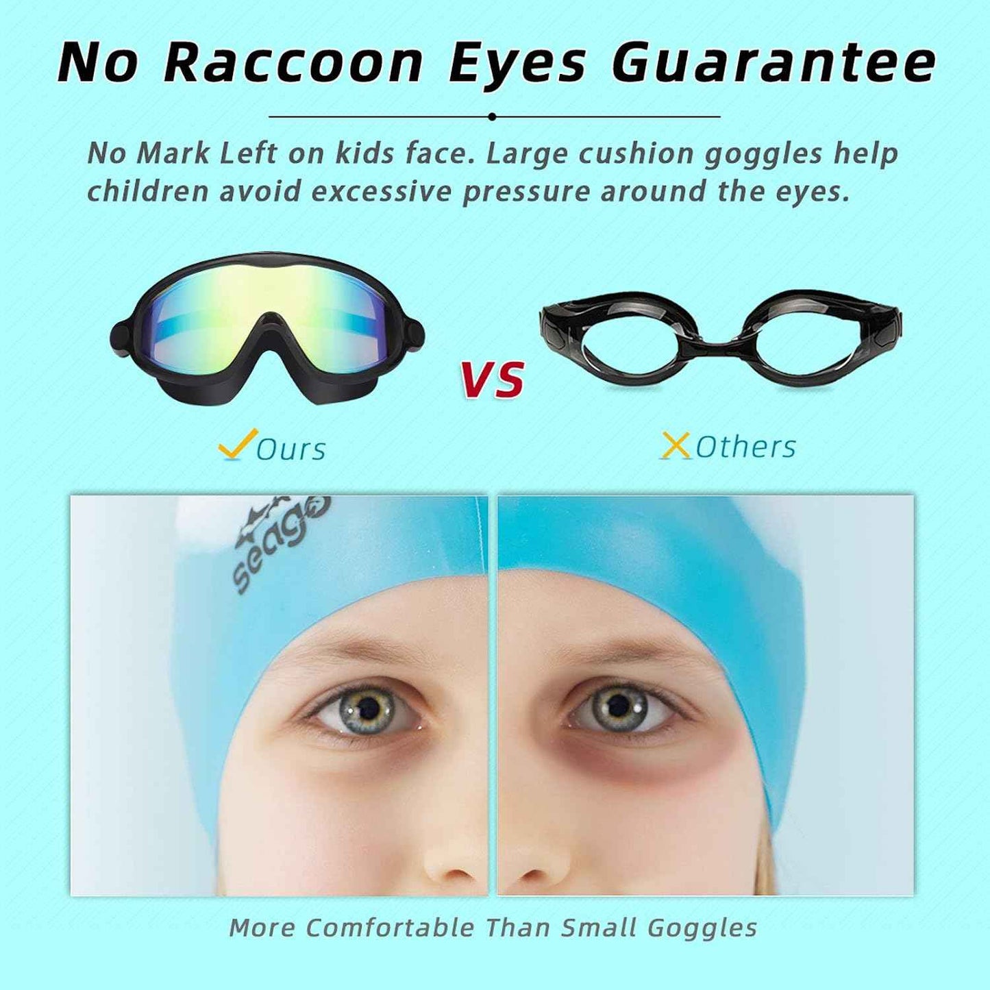 Seago Swim Goggles 2 Pack – Kids Swim Goggles for Ages 3-14, Anti-Fog Pool Gear for Swim Lessons and Backyard Fun