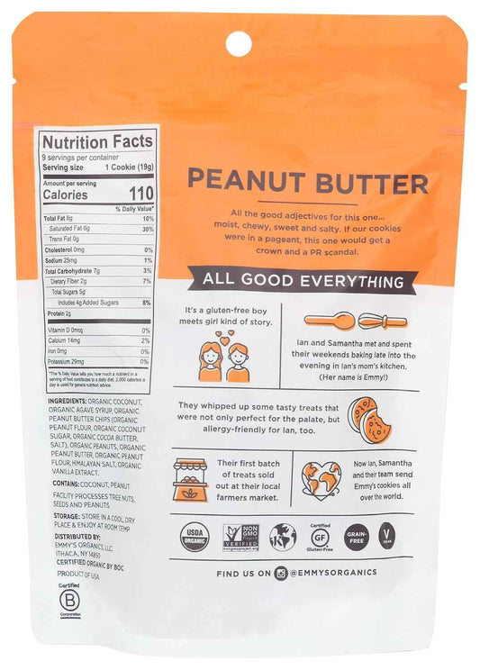 EMMYS Organic Peanut Butter Coconut Cookie, 6 OZ – Kid-Friendly Treat for Lunchboxes and Backpacks
