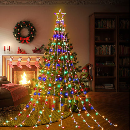 FUNIAO Star Waterfall String Lights Gift Set, 8 Mode 9 Strand LED Lights for Mom, Her and Christmas Gift Exchange