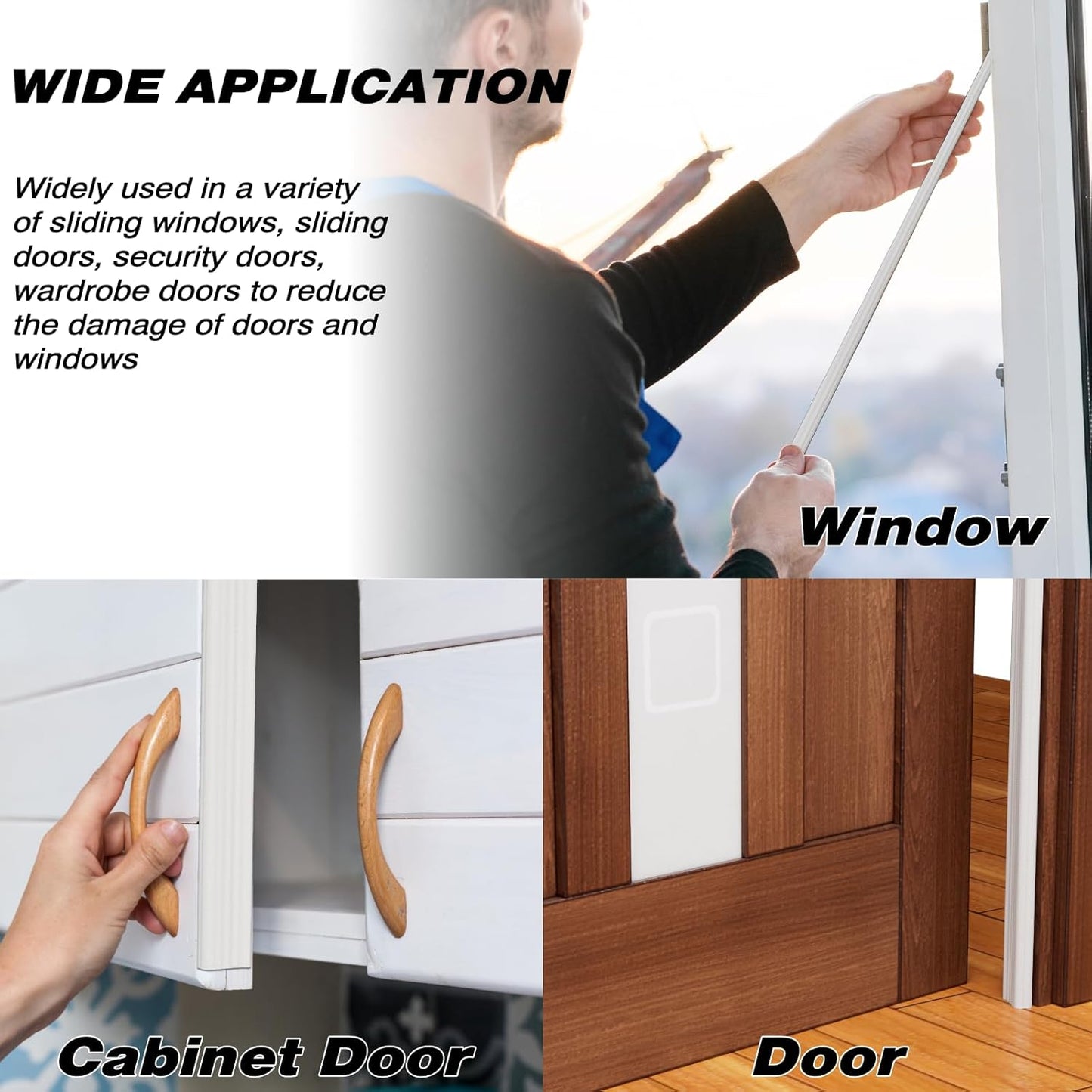 Furinno Wedge Weather Stripping – Child-Safe Cabinet Anti-Collision Cushion for Drawer Fronts, White Foam Strip