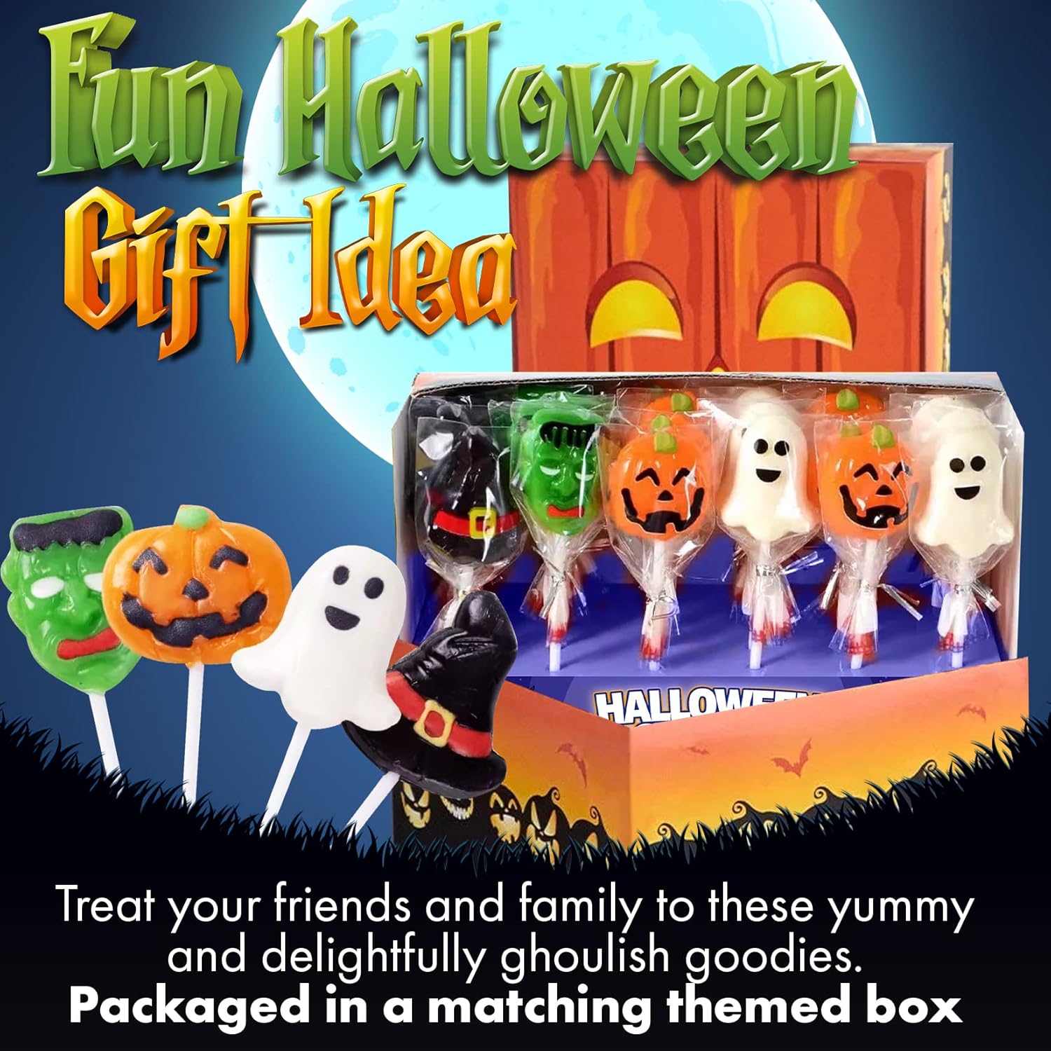 Fusion Select Halloween Character Lollipops – Parent-Approved Trick or Treat Sweets for School Goody Bags & Birthday Favors