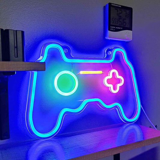 Joylit Gamepad Neon Sign – Cozy Bedroom Wall Decor, Dimmable Warm Yellow Accent Light for Living Room